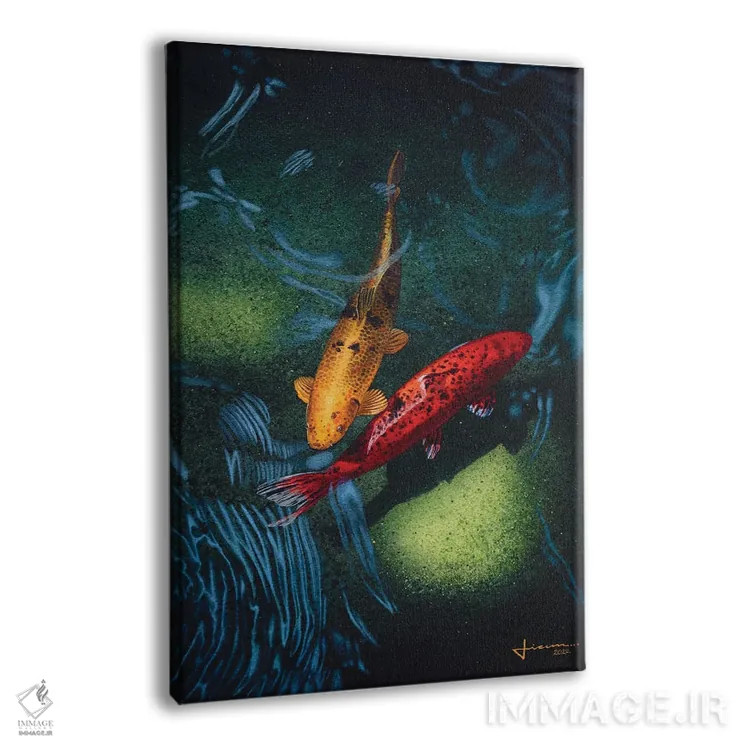 تابلو دکوراتیو ماهی کوی II اثر لیام کوموات - نمای پرسپکتیو محصول