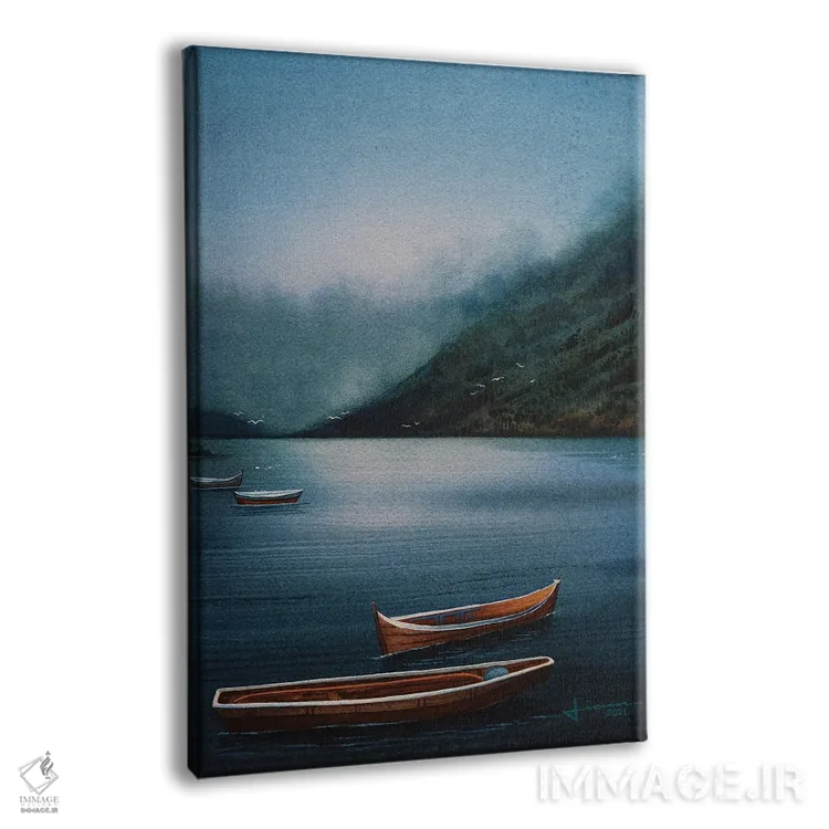 تابلو دکوراتیو دریاچه آرام II اثر لیام کوموات - نمای پرسپکتیو محصول