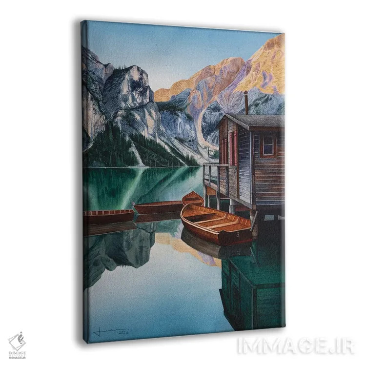 تابلو دکوراتیو دریاچه آرام اثر لیام کوموات - نمای پرسپکتیو محصول