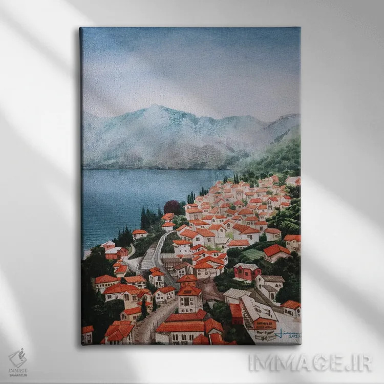 تابلو دکوراتیو خط ساحلی اثر لیام کوموات - نمای روبهرو روی دیوار