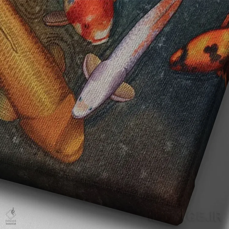 تابلو دکوراتیو ماهی کوی III اثر لیام کوموات - نمای نزدیک بافت بوم