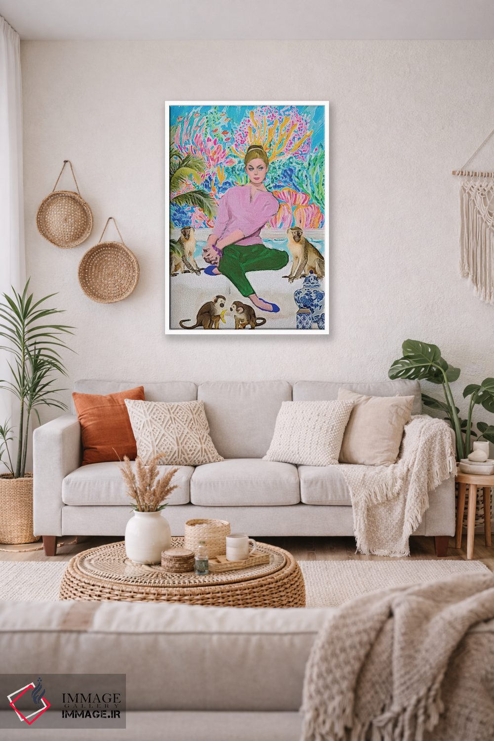 تابلو دکوراتیو بلوند و چهار میمون اثر لوسی کلیمنکو - D3W