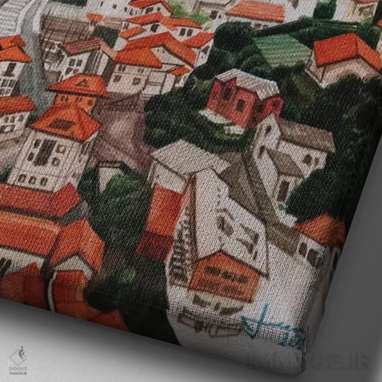 تابلو دکوراتیو خط ساحلی اثر لیام کوموات - نمای نزدیک بافت بوم