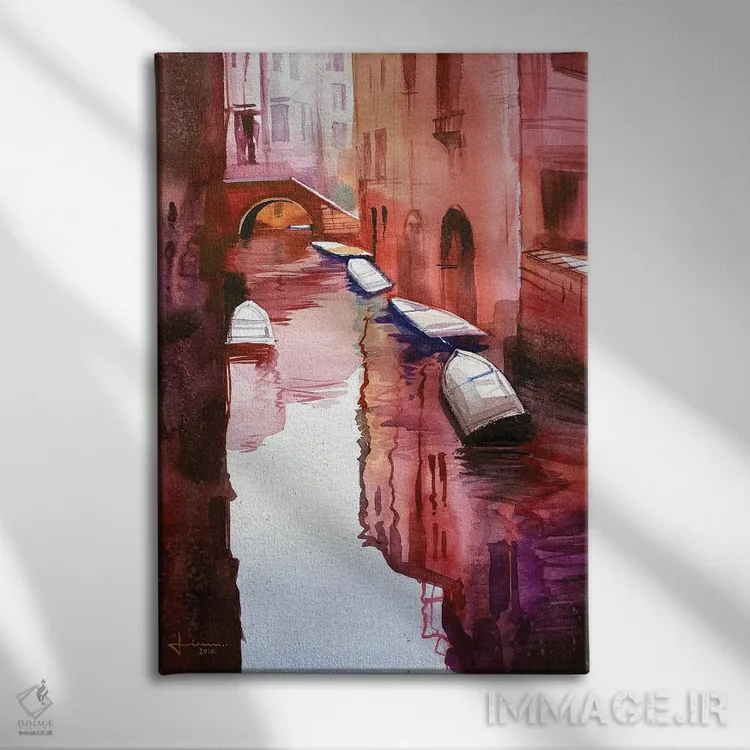 تابلو دکوراتیو کانال ونیز II اثر لیام کوموات - نمای روبهرو روی دیوار