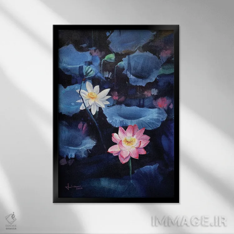 تابلو دکوراتیو تازه شدن اثر لیام کوموات - نمای قابدار مشکی