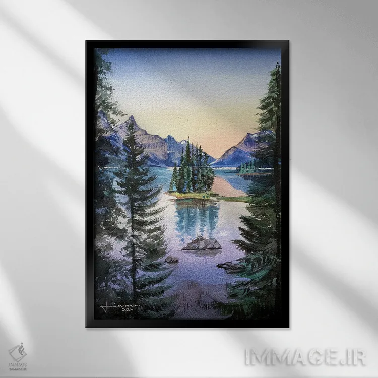 تابلو دکوراتیو کاج اثر لیام کوموات - نمای قابدار مشکی