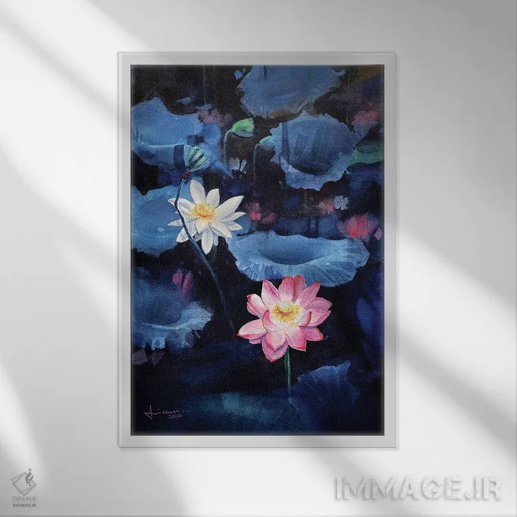 تابلو دکوراتیو تازه شدن اثر لیام کوموات - نمای قابدار سفید