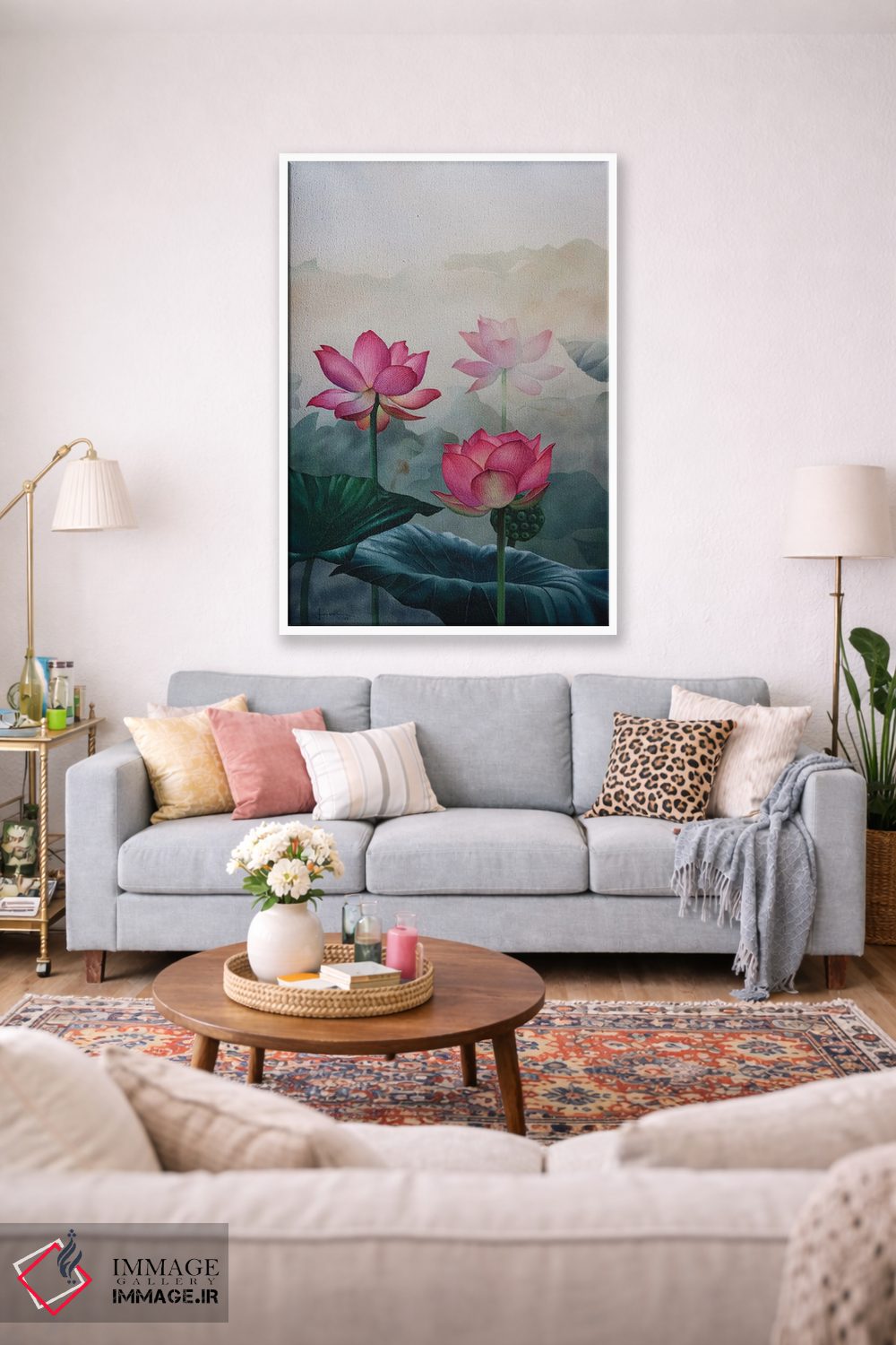 تابلو دکوراتیو گل های صورتی اثر لیام کوموات - D1W