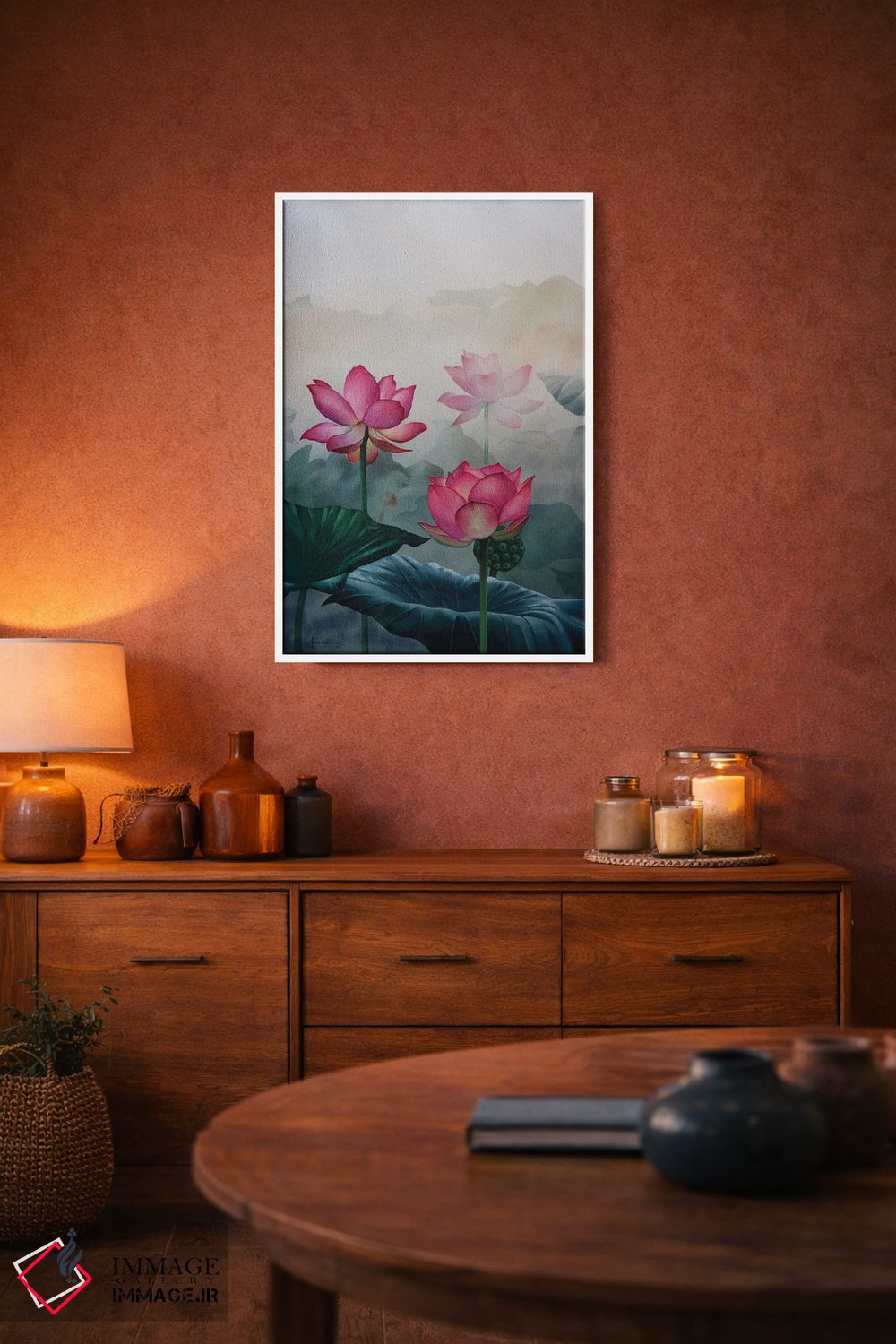 تابلو دکوراتیو گل های صورتی اثر لیام کوموات - D3W