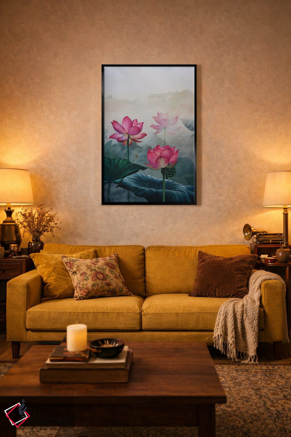 تابلو دکوراتیو گل های صورتی اثر لیام کوموات - D4B