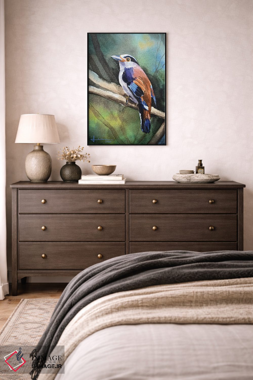 تابلو دکوراتیو پرنده نشسته II اثر لیام کوموات - D5B