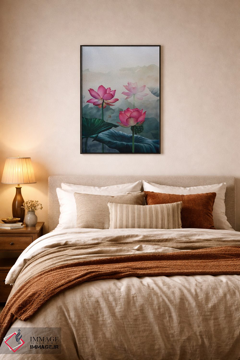 تابلو دکوراتیو گل های صورتی اثر لیام کوموات - D6B