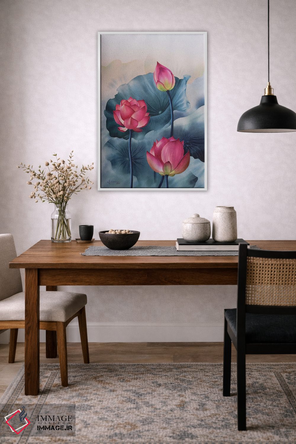 تابلو دکوراتیو گل های صورتی III اثر لیام کوموات - D3W