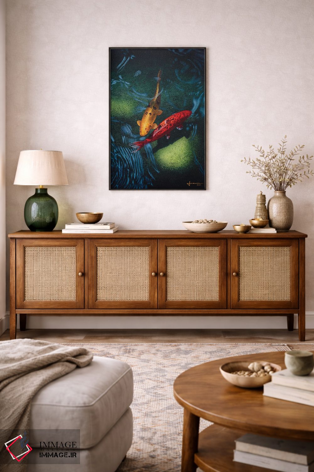 تابلو دکوراتیو ماهی کوی II اثر لیام کوموات - D5B