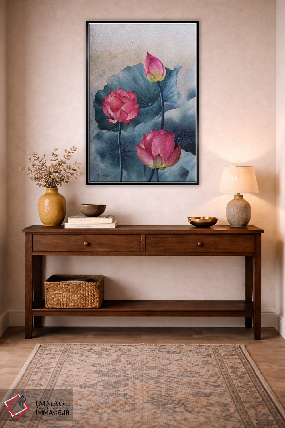 تابلو دکوراتیو گل های صورتی III اثر لیام کوموات - D5B