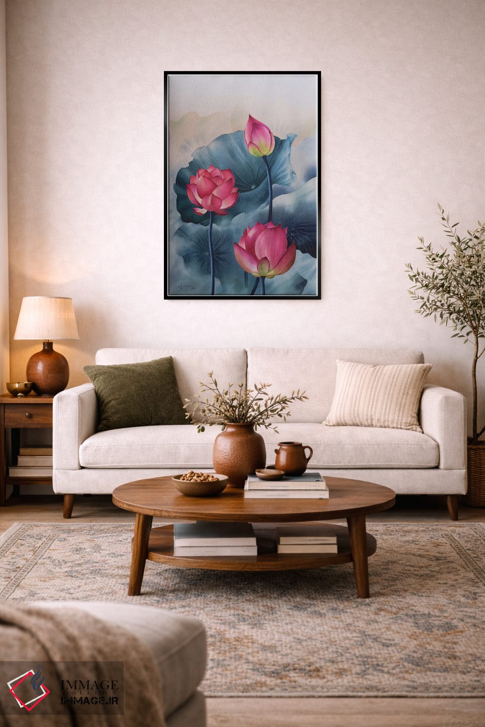 تابلو دکوراتیو گل های صورتی III اثر لیام کوموات - D6B