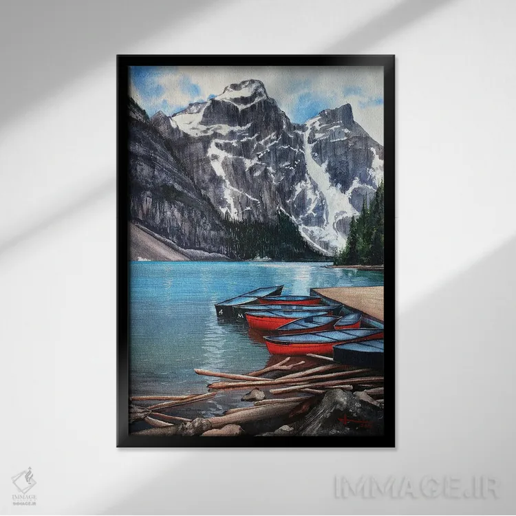 تابلو دکوراتیو کانو قرمز اثر لیام کوموات - نمای قابدار مشکی