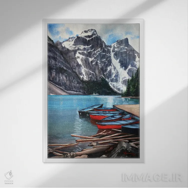 تابلو دکوراتیو کانو قرمز اثر لیام کوموات - نمای قابدار سفید