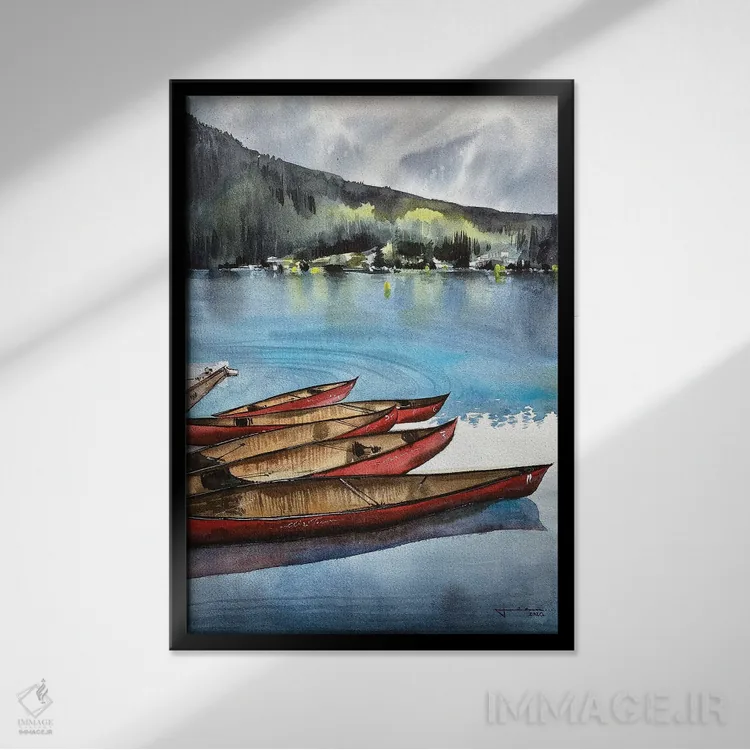 تابلو دکوراتیو دریاچه لوییس II اثر لیام کوموات - نمای قابدار مشکی