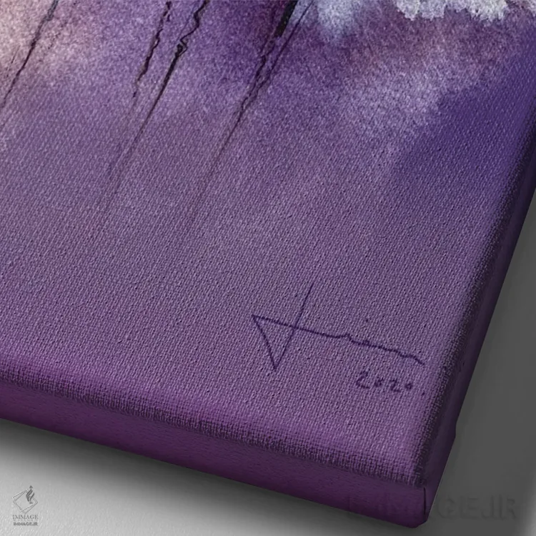 تابلو دکوراتیو افق بنفش اثر لیام کوموات - نمای نزدیک بافت بوم