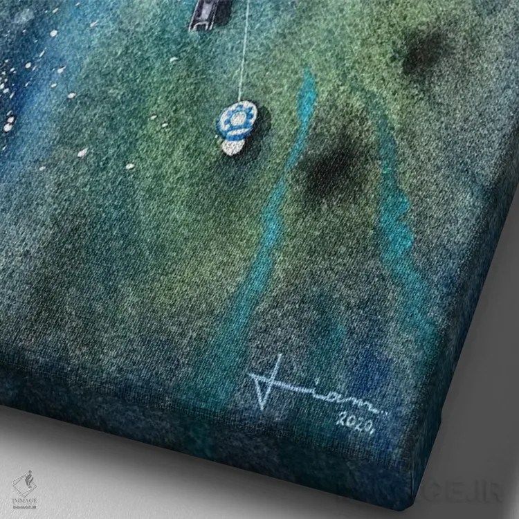 تابلو دکوراتیو سرعت اثر لیام کوموات - نمای نزدیک بافت بوم