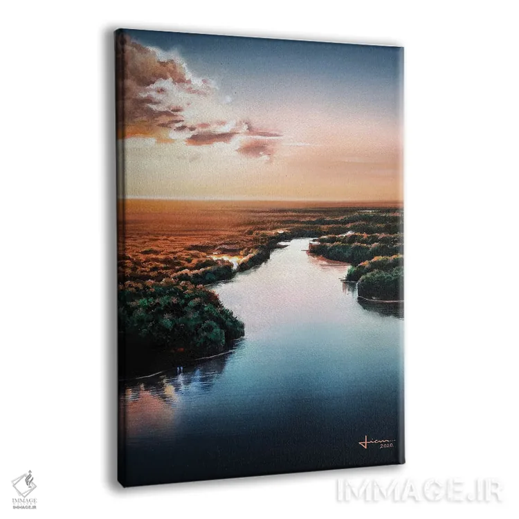 تابلو دکوراتیو غروب خورشید اثر لیام کوموات - نمای پرسپکتیو محصول