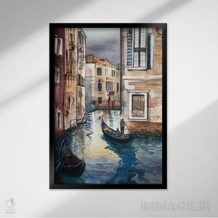 تابلو دکوراتیو ونیز ۱ اثر لیام کوموات - نمای قابدار مشکی
