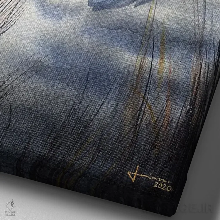 تابلو دکوراتیو در افق اثر لیام کوموات - نمای نزدیک بافت بوم