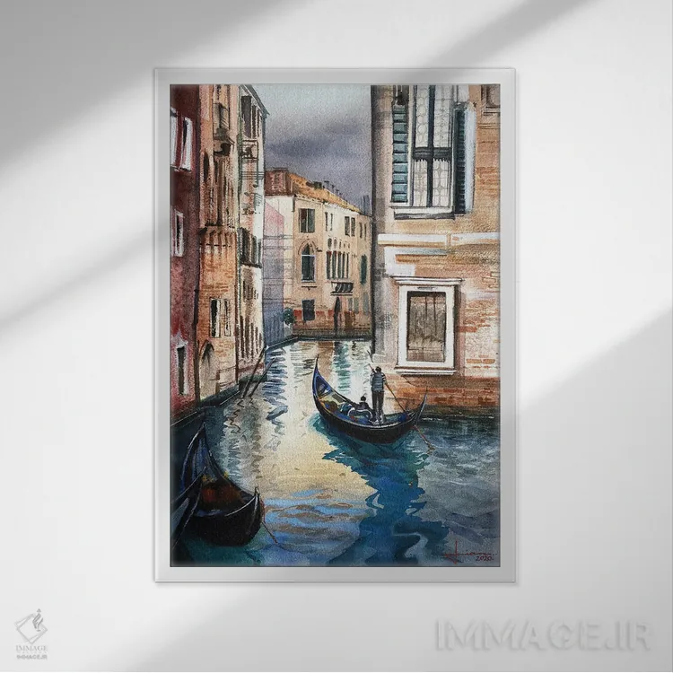 تابلو دکوراتیو ونیز ۱ اثر لیام کوموات - نمای قابدار سفید