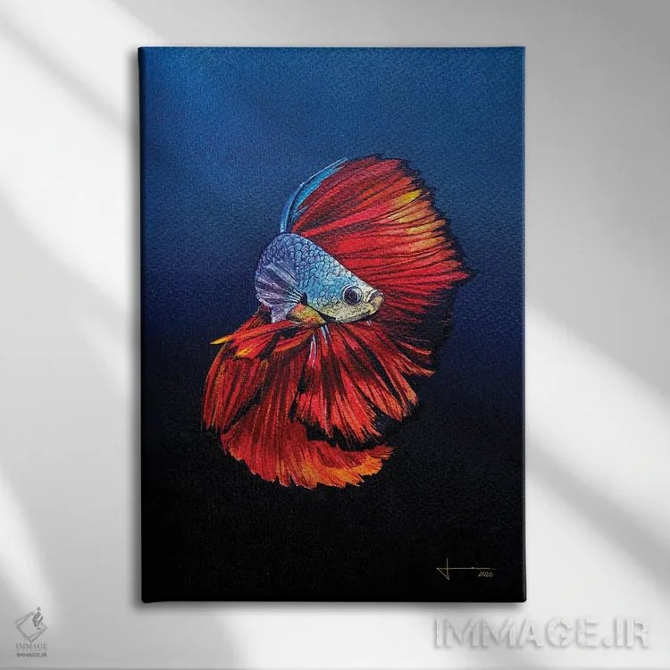 تابلو دکوراتیو بتای قرمز اثر لیام کوموات - نمای روبهرو روی دیوار