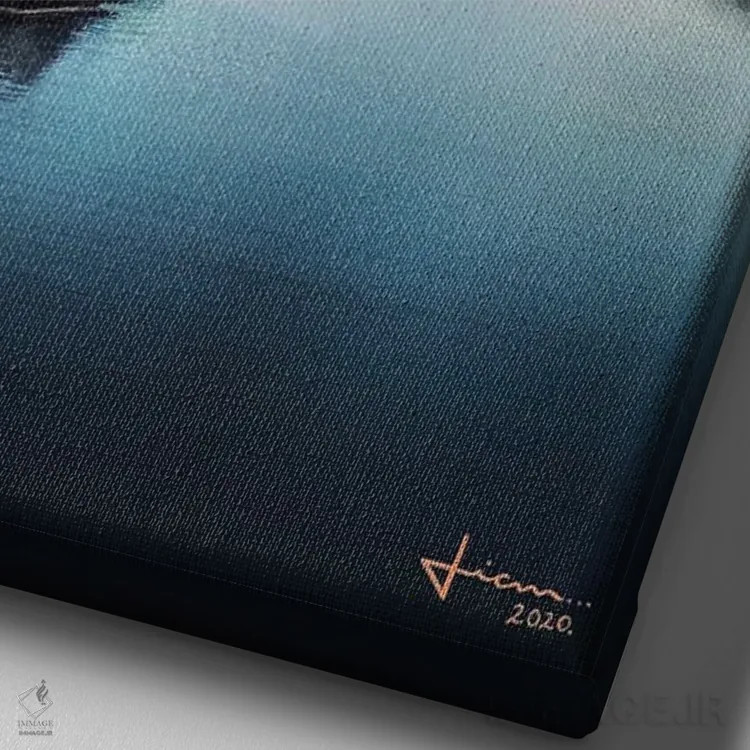 تابلو دکوراتیو غروب خورشید اثر لیام کوموات - نمای نزدیک بافت بوم