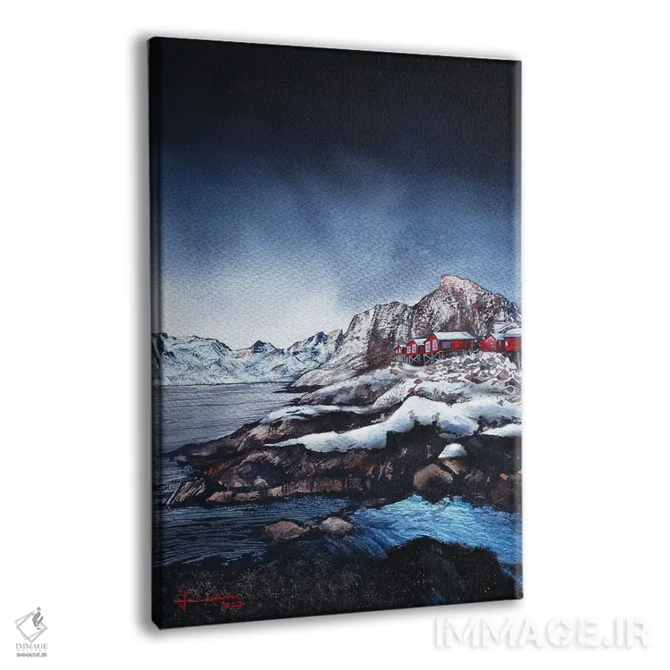 تابلو دکوراتیو خانه قرمز اثر لیام کوموات - نمای پرسپکتیو محصول