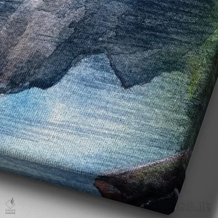تابلو دکوراتیو بازتاب کوه اثر لیام کوموات - نمای نزدیک بافت بوم