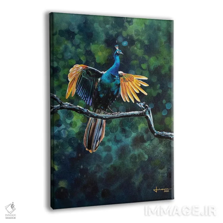 تابلو دکوراتیو پرواز طاووس اثر لیام کوموات - نمای پرسپکتیو محصول