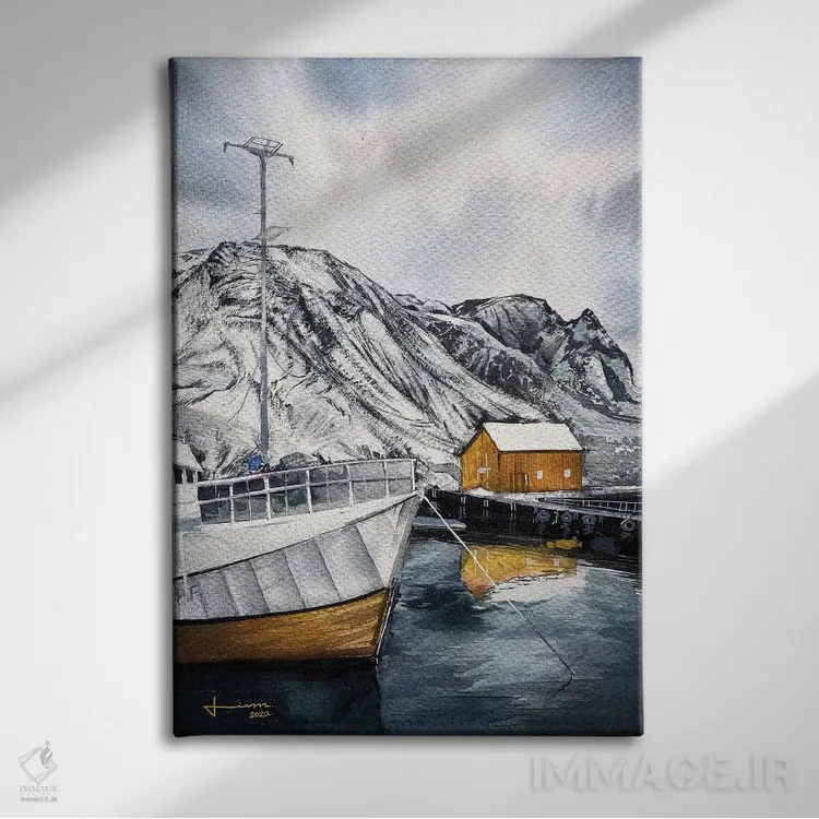 تابلو دکوراتیو بندر اثر لیام کوموات - نمای روبهرو روی دیوار