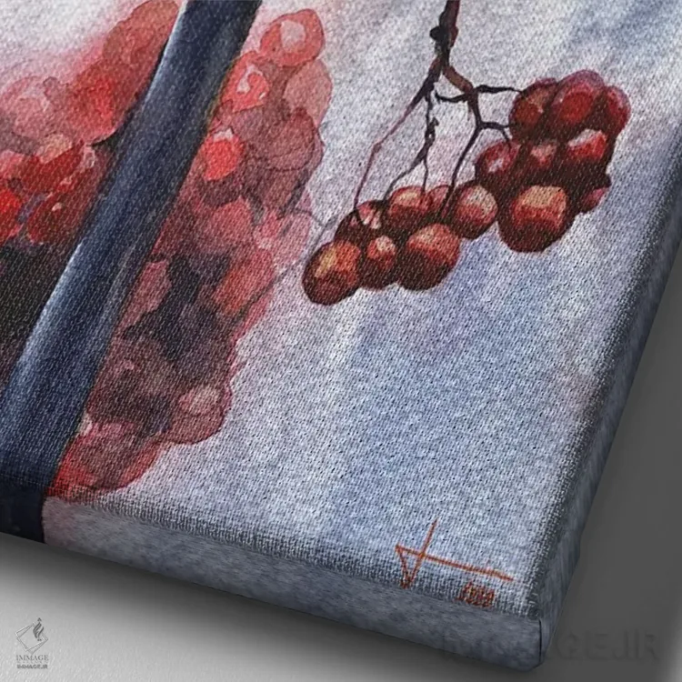 تابلو دکوراتیو سینه سرخ اثر لیام کوموات - نمای نزدیک بافت بوم