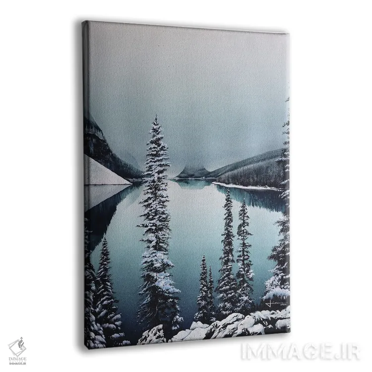 تابلو دکوراتیو دریاچه زمستانی اثر لیام کوموات - نمای پرسپکتیو محصول