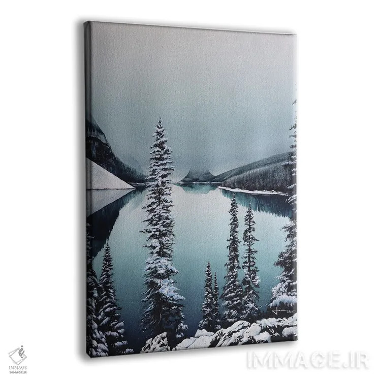 تابلو دکوراتیو دریاچه زمستانی اثر لیام کوموات - نمای پرسپکتیو محصول