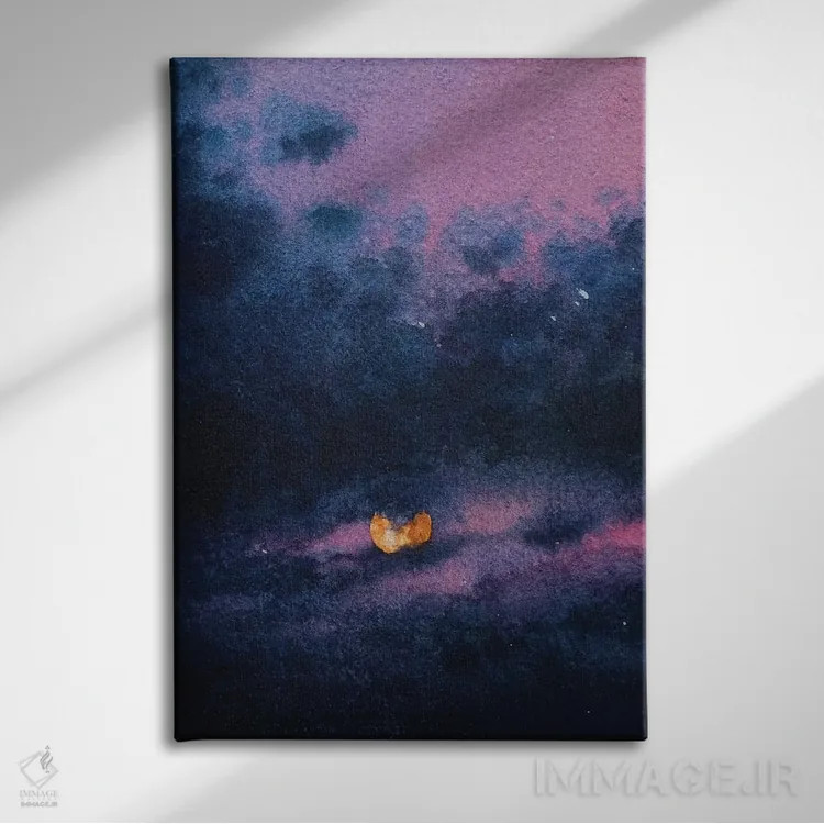 تابلو دکوراتیو خورشید در حال تابش اثر لیام کوموات - نمای روبهرو روی دیوار