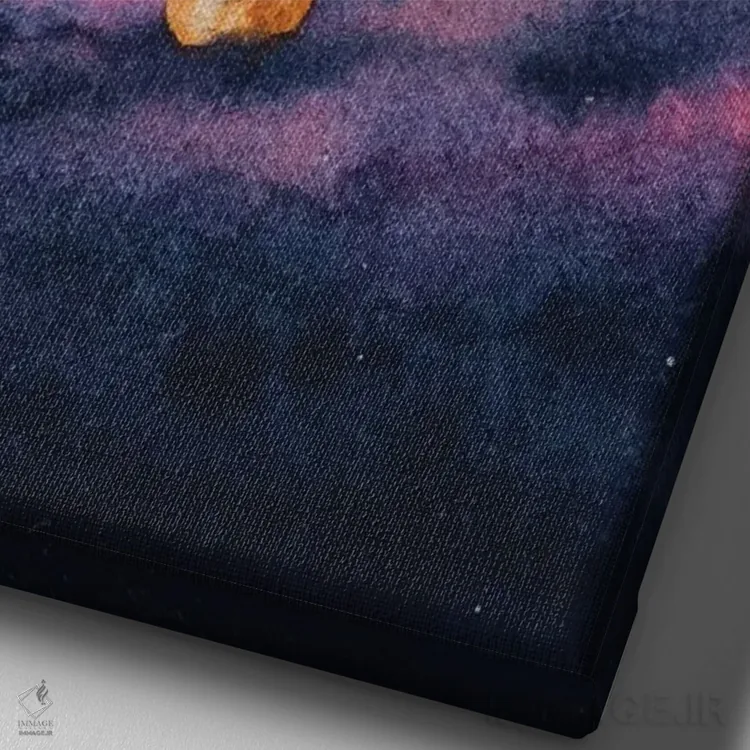 تابلو دکوراتیو خورشید در حال تابش اثر لیام کوموات - نمای نزدیک بافت بوم