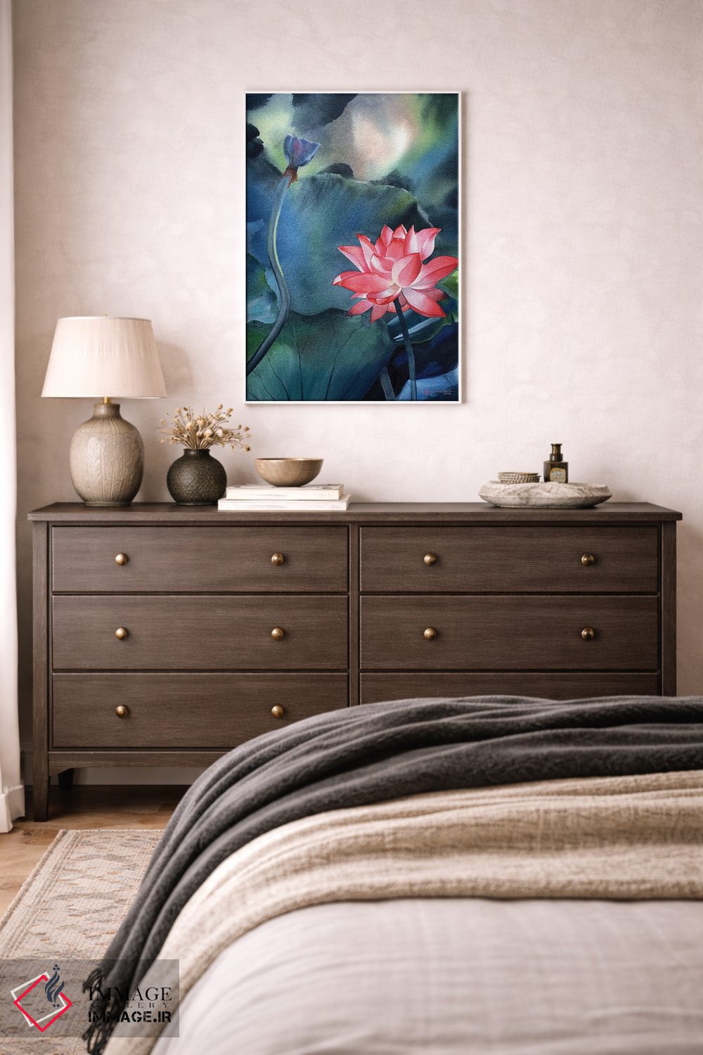 تابلو دکوراتیو نیلوفر آبی ۵ اثر لیام کوموات - D2W