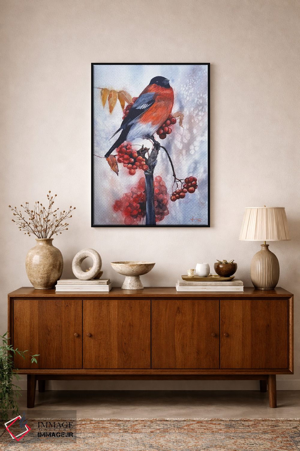 تابلو دکوراتیو سینه سرخ اثر لیام کوموات - D1B