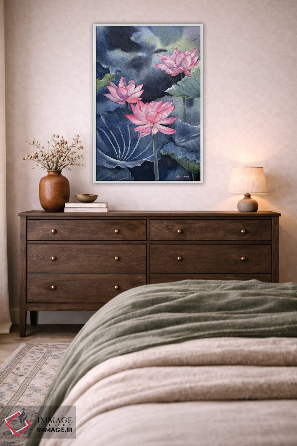تابلو دکوراتیو نیلوفر آبی ۳ اثر لیام کوموات - D2W