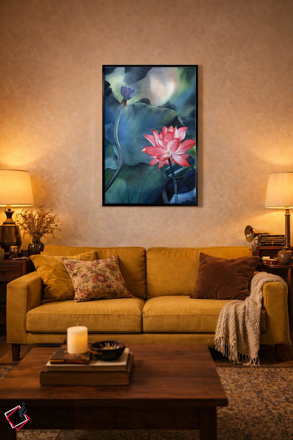 تابلو دکوراتیو نیلوفر آبی ۵ اثر لیام کوموات - D3B