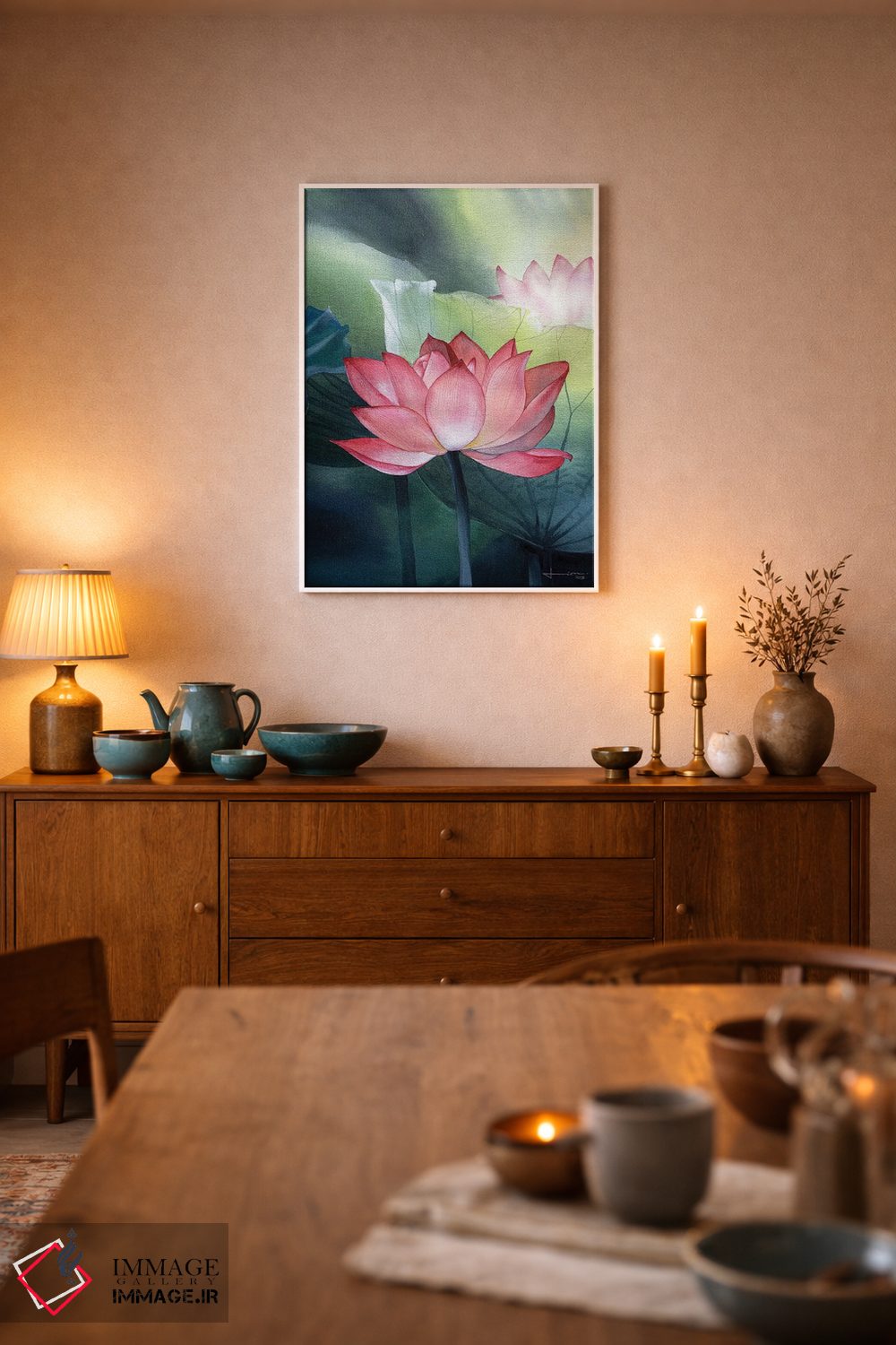 تابلو دکوراتیو نیلوفر آبی ۱ اثر لیام کوموات - D6W