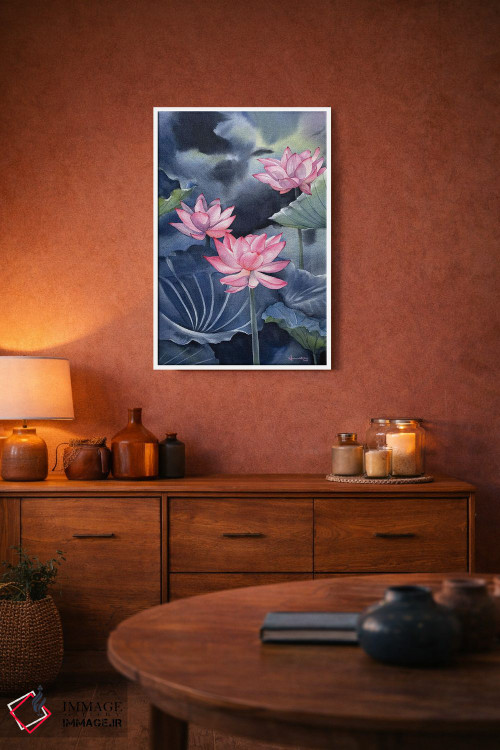 تابلو دکوراتیو نیلوفر آبی ۳ اثر لیام کوموات - D3W