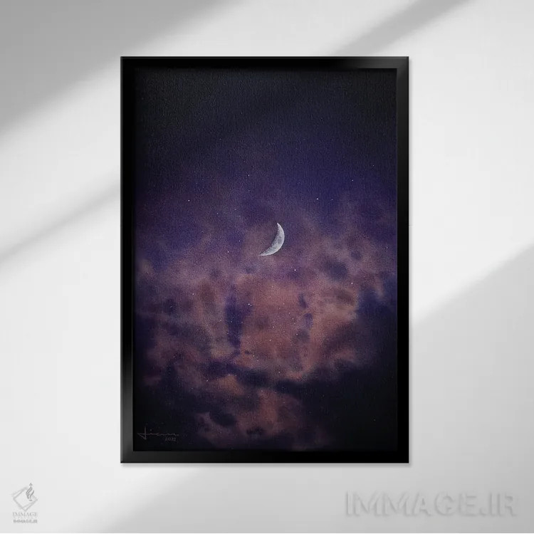 تابلو دکوراتیو لونا اثر لیام کوموات - نمای قابدار مشکی