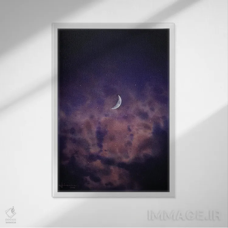 تابلو دکوراتیو لونا اثر لیام کوموات - نمای قابدار سفید