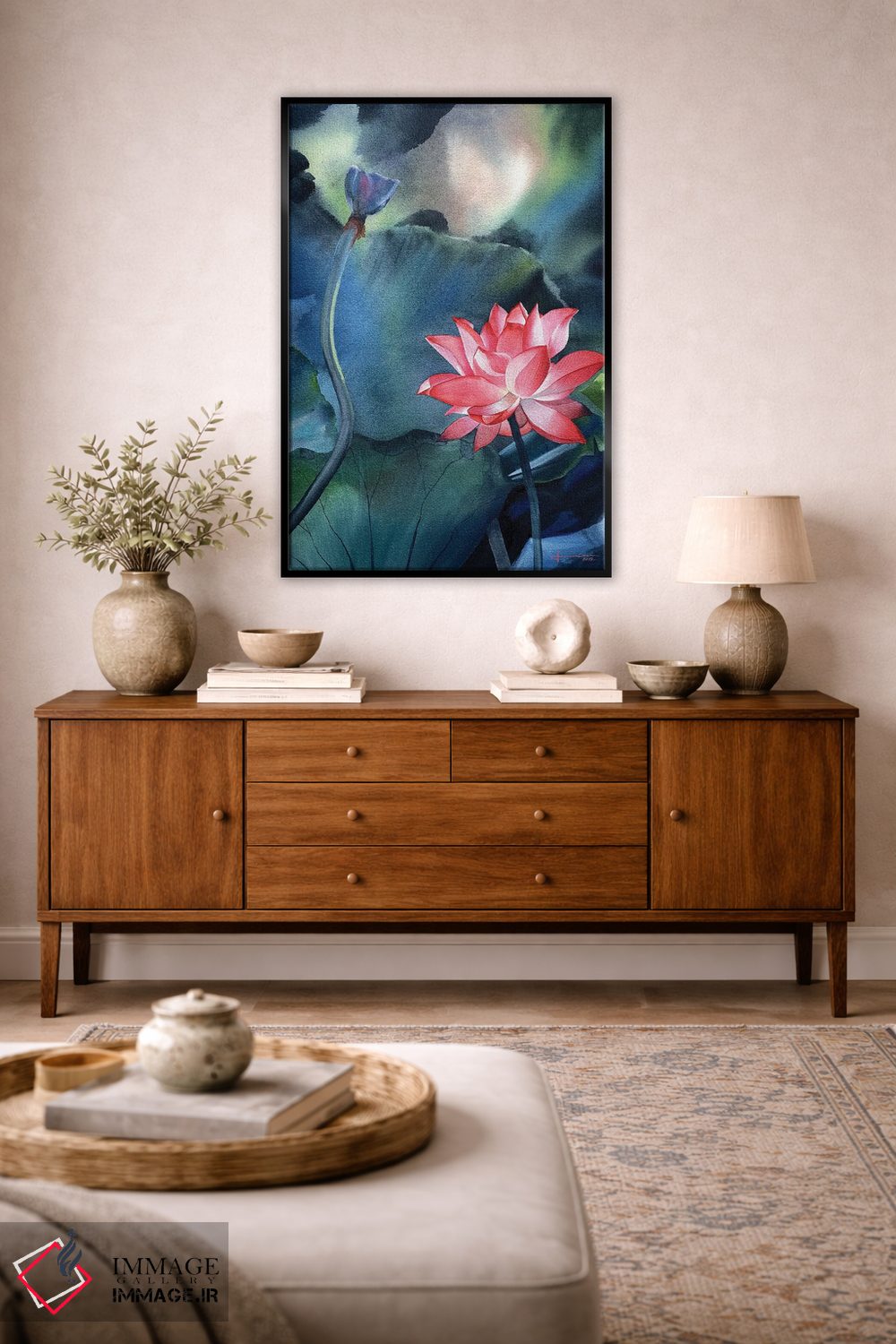 تابلو دکوراتیو نیلوفر آبی ۵ اثر لیام کوموات - D4B