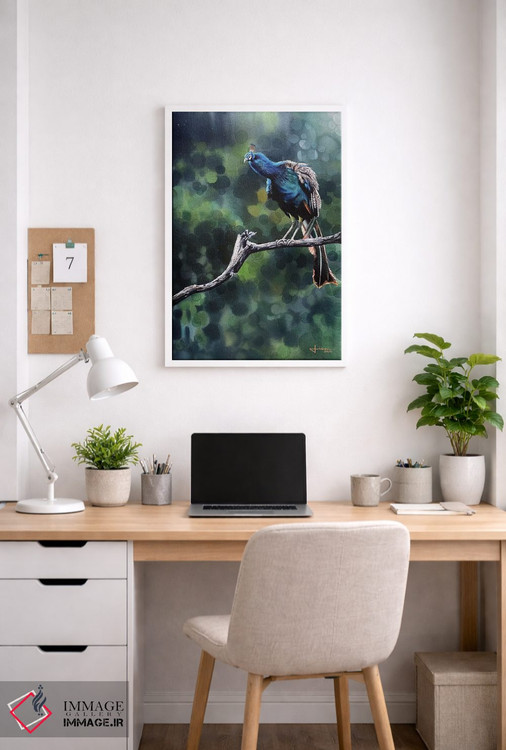 تابلو دکوراتیو طاووس نشسته اثر لیام کوموات - D2W